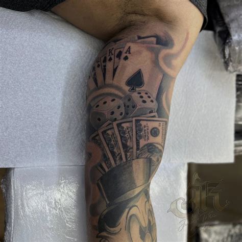 gambling tattoos black and white|30+ Casino Tattoos That Hit the Jackpot in Style and Creativity.